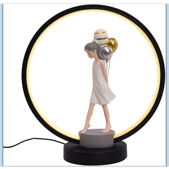 NIB  Ayra Luxury Baloon Girl Sculpture Decoration Resin Lamp Pink  Iron base - Picture 5 of 12